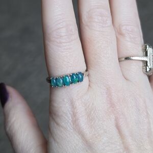 Sterling Silver Teal Opal Five-Stone Ring